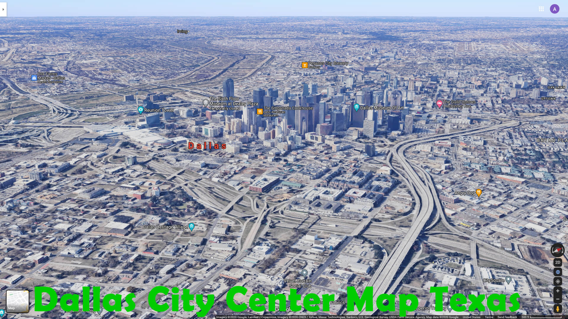 Dallas Ville Centrer Carte Texas